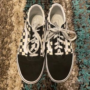 Women’s Black/White Checkered Lace-up Vans Sz 10